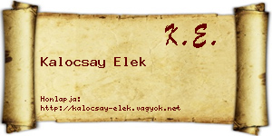 Kalocsay Elek névjegykártya